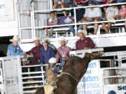 Results, Wild Bill Hickok Rodeo – Abilene, Kansas August 3-6, 2022 Bulls Creek Young on R23 Deal Me In; Creek Young, Rogersville, Mo., wins the bull riding at the 2022 Abilene rodeo with an 88 point ride. Photo by Fly Thomas.