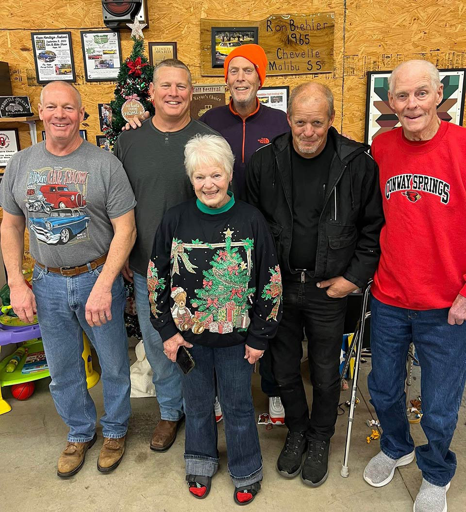 Jeff Biehler with his brothers and parents. From left to right, Ron, Matt, Jeff, Doug, his dad Jim, and in front, “our rock,” his mom, Metta Rae Biehler.