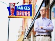 Novice Barrel Racing Tradition Continues at Abilene Rodeo Bud Bankes stands in front of the drugstore he owned and his dad purchased in the early 1940s. Bud sold the drugstore in 2015.
