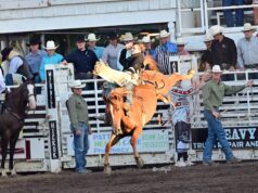 Home Turf Triumph: Bareback Rider Claims Abilene Rodeo Title Brookville’s Rhett Robbins won the bareback riding at the Wild Bill Hickok Rodeo in Abilene. The 21-year-old has competed in Abilene the past three years. Photo courtesy Fly Thomas.